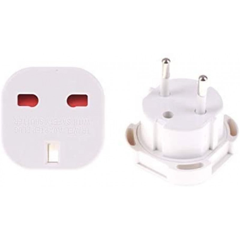 Travel Adaptor White UK to EU Europe European Convert Power UK plug 3 pin to European Plug 2 Pin