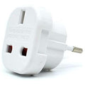 Travel Adaptor White UK to EU Europe European Convert Power UK plug 3 pin to European Plug 2 Pin