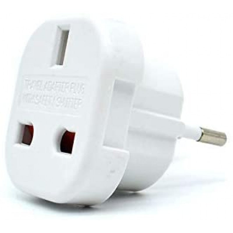 Travel Adaptor White UK to EU Europe European Convert Power UK plug 3 pin to European Plug 2 Pin
