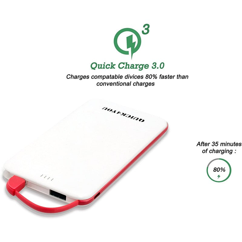 Power Bank 4000mAh, Credit Card Size Pocket,Wallet Power Bank with Built-In Micro USB & 1 port output Fast charging
