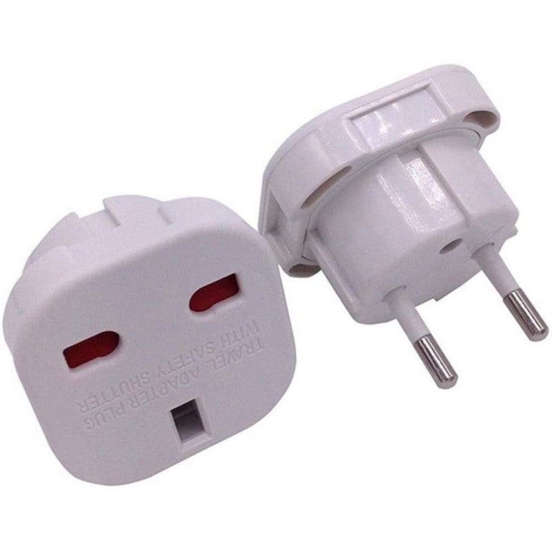 Travel Adaptor White UK to EU Europe European Convert Power UK plug 3 pin to European Plug 2 Pin