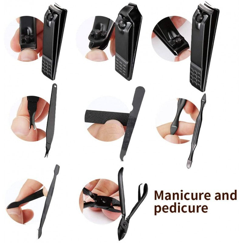 Manicure Pedicure Care Set ( Men, Women) 12pcs Black