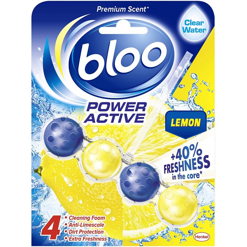 Bloo Power Active Toilet Rim Block, Lemon, Clear Water 50g