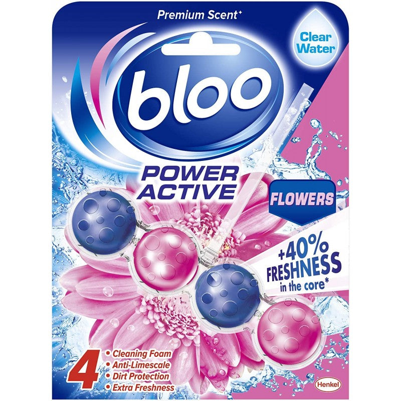 Bloo Power Active, Flowers, Toilet Rim Block Clear Water - 50g