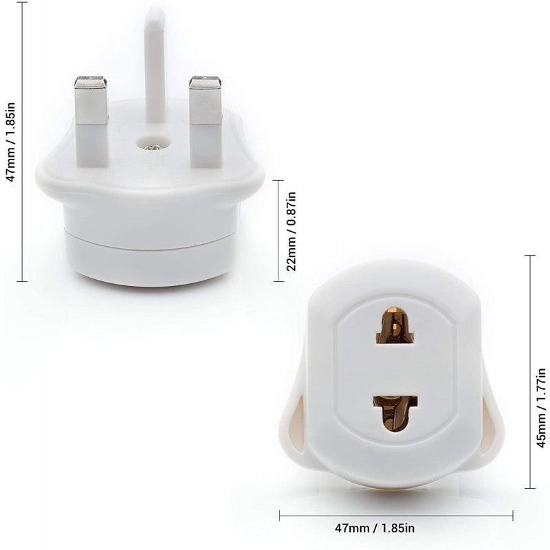 EU 2 Pin To UK 3 Pin Fused Adaptor Plug for Shaver/Toothbrush